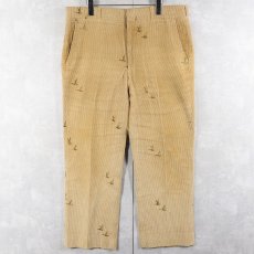 画像2: 70's The Sporting Life 鳥刺繍 コーデュロイパンツ W37 (2)