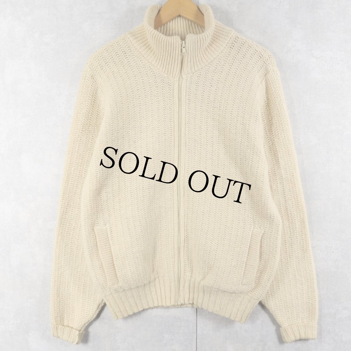 画像1: 80〜90's L.L.Bean USA製 ハイネック ウールニットジップジャケット M (1)