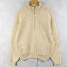 画像1: 80〜90's L.L.Bean USA製 ハイネック ウールニットジップジャケット M (1)