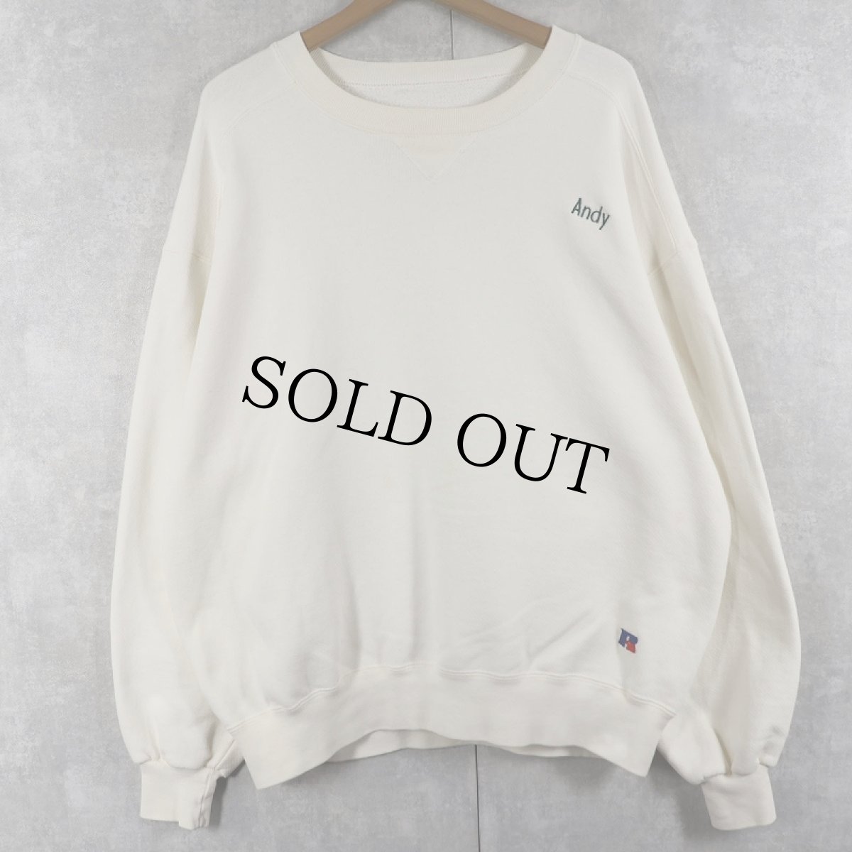 画像1: 90's L.L.Bean by RUSSELL ATHLETIC USA製 "ANDY" 前V 刺繍スウェット L (1)