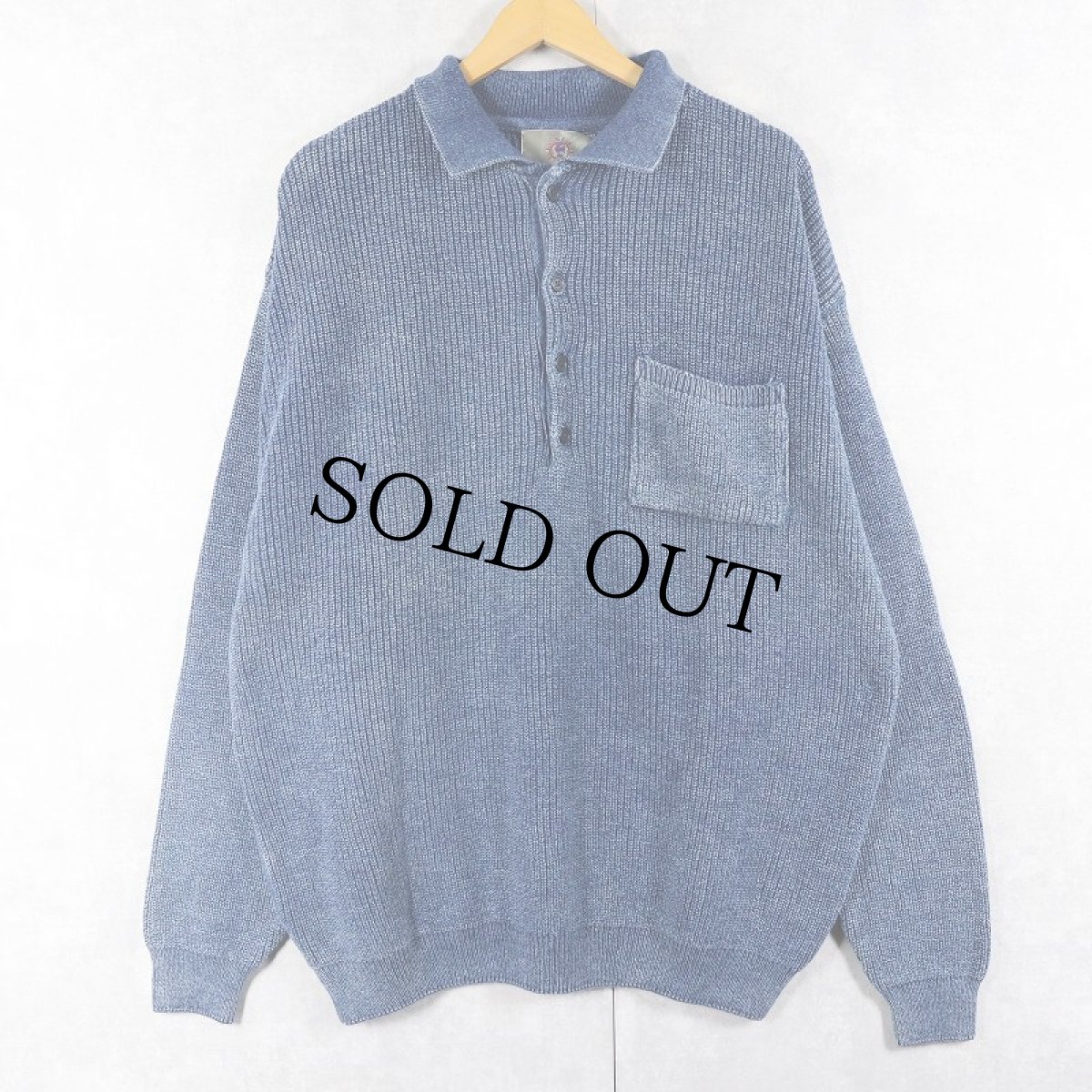 画像2: THE TERRITORY AHEAD USA製 ハーフボタン インディゴコットンニットセーター ２X (2)