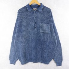 画像2: THE TERRITORY AHEAD USA製 ハーフボタン インディゴコットンニットセーター 2X (2)