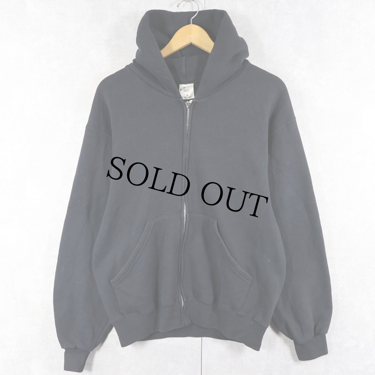 画像1: M.J.SOFFE 無地 スウェットジップパーカー BLACK M (1)