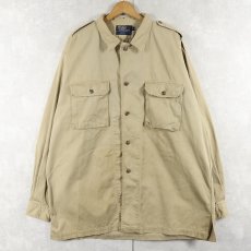 画像1: 90's POLO Ralph Lauren USA製 "MILITARY TYPE" エポレット付き コットンシャツ XL (1)
