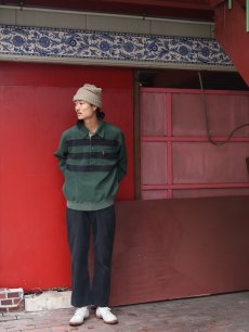 画像2: 90's〜 POLO Ralph Lauren ボーダー柄 ハーフスナップフリースジャケット M (2)