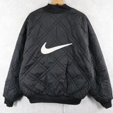 画像1: 90〜2000's NIKE ロゴ刺繍 リバーシブル ナイロンキルティングジャケット BLACK L (1)