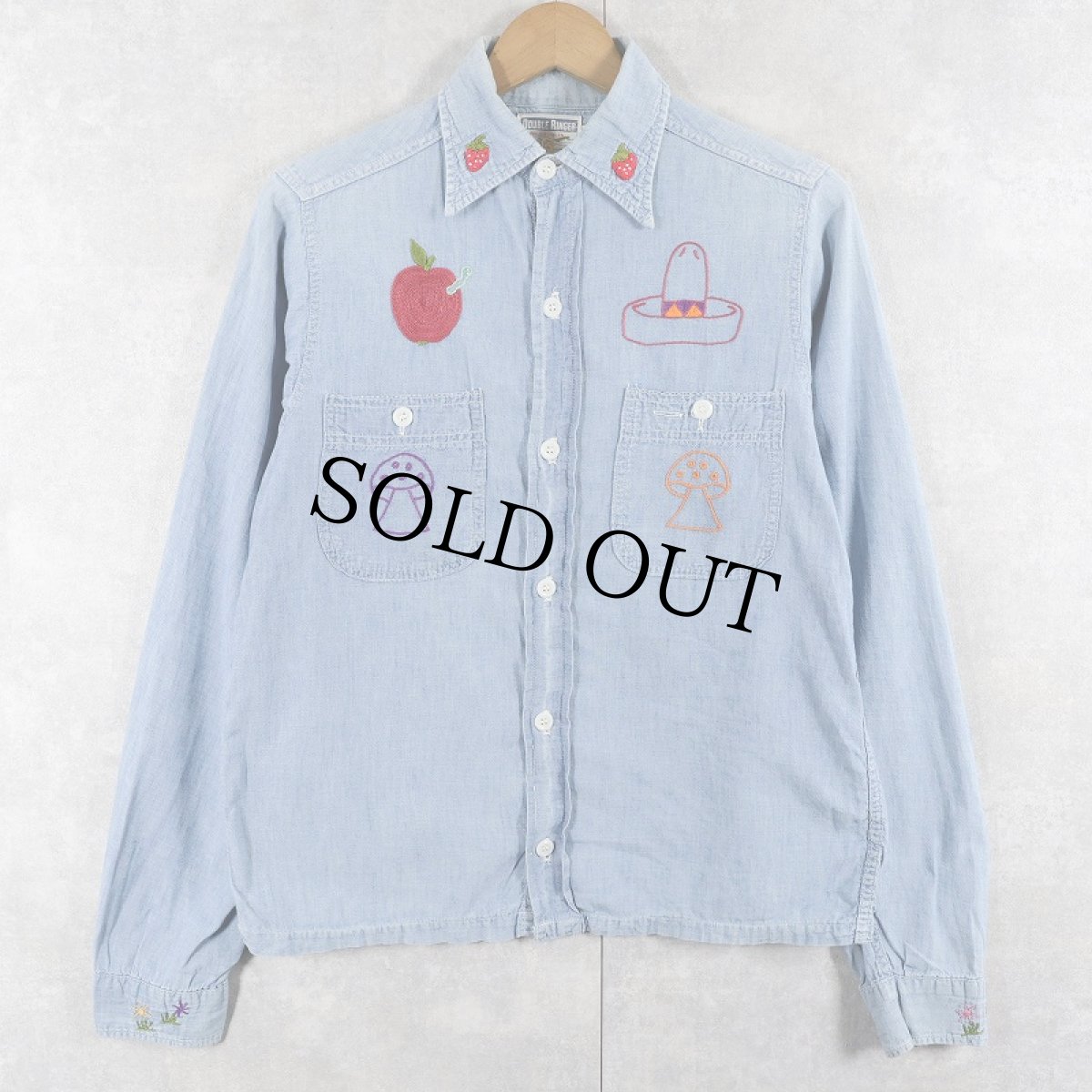 画像1: 60's DOUBLE RINGER ハンド刺繍 シャンブレーシャツ  (1)