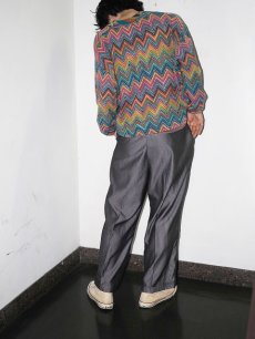 画像2: ストライプ柄 インバーテッドプリーツ シャイニースラックス W37 (2)