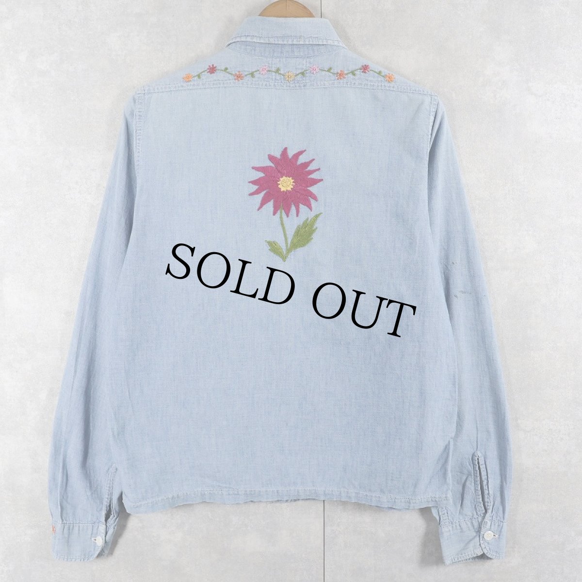 画像2: 60's DOUBLE RINGER ハンド刺繍 シャンブレーシャツ  (2)