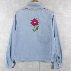 画像2: 60's DOUBLE RINGER ハンド刺繍 シャンブレーシャツ  (2)