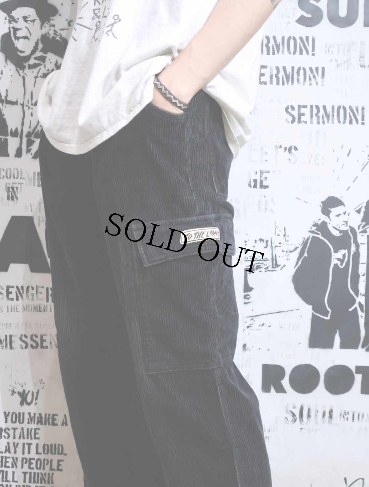 画像4: TO THE LIMIT 太畝コーデュロイカーゴパンツ BLACK S (4)