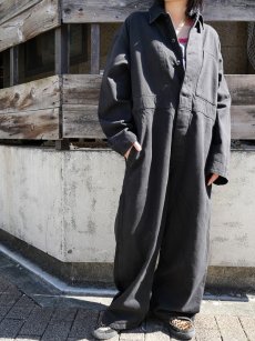 画像1: 50's Canadian MILITARY コットンツイル メカニックオールインワン BLACK (1)