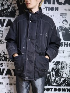 画像1: 90's〜 COLD COMPANY ITALY製 ステッチデザイン 中綿入りジャケット BLACK M (1)