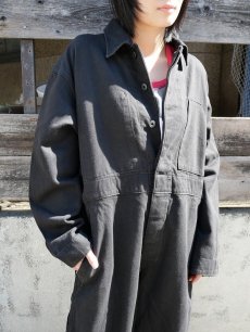 画像2: 50's Canadian MILITARY コットンツイル メカニックオールインワン BLACK (2)