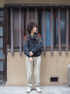 画像2: 90's〜 POLO Ralph Lauren バーズアイ×フェアアイル柄 ショールカラー ウールニットセーター L (2)