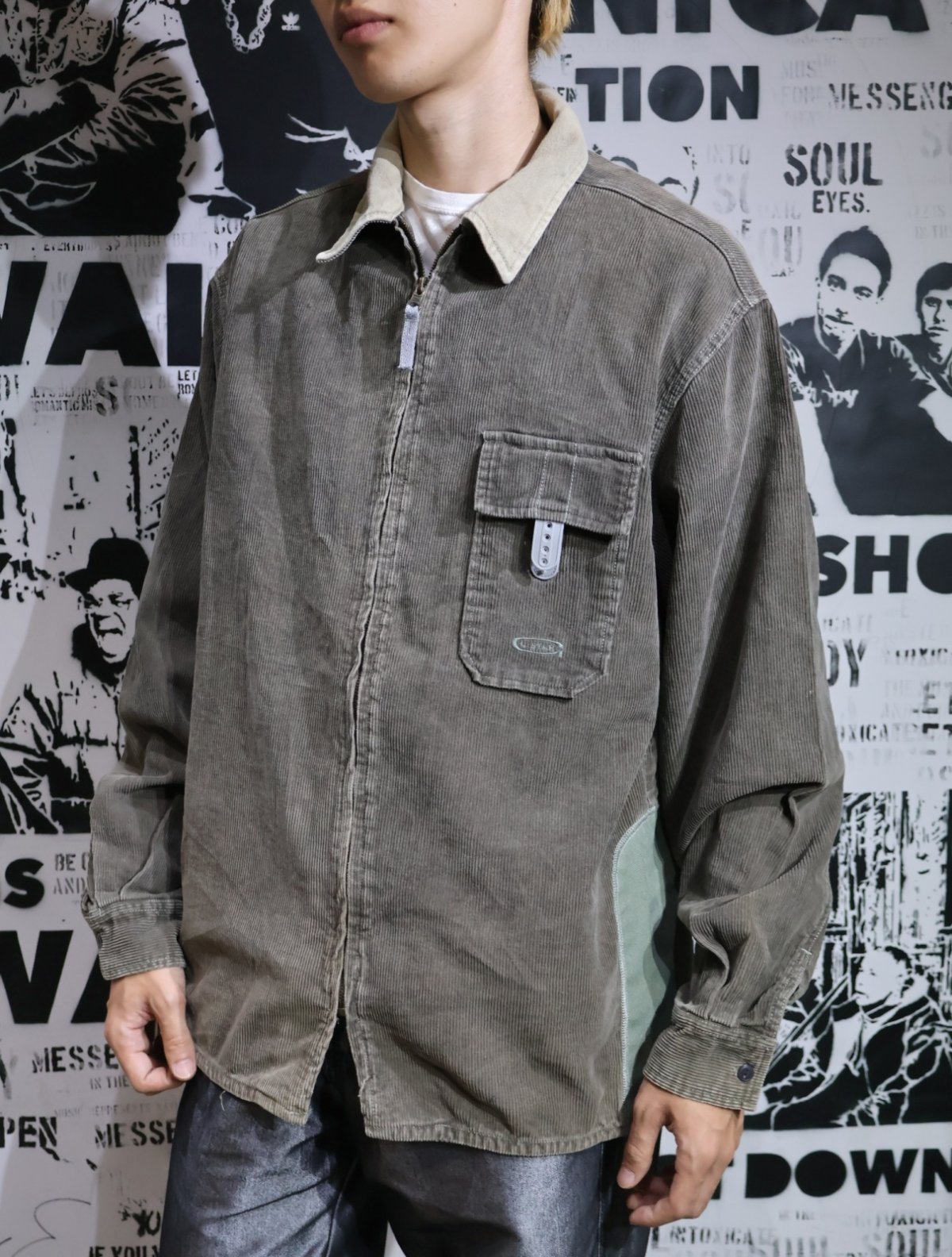 画像1: 90's〜 G-STAR 切り替えデザイン コーデュロイジップシャツ L (1)