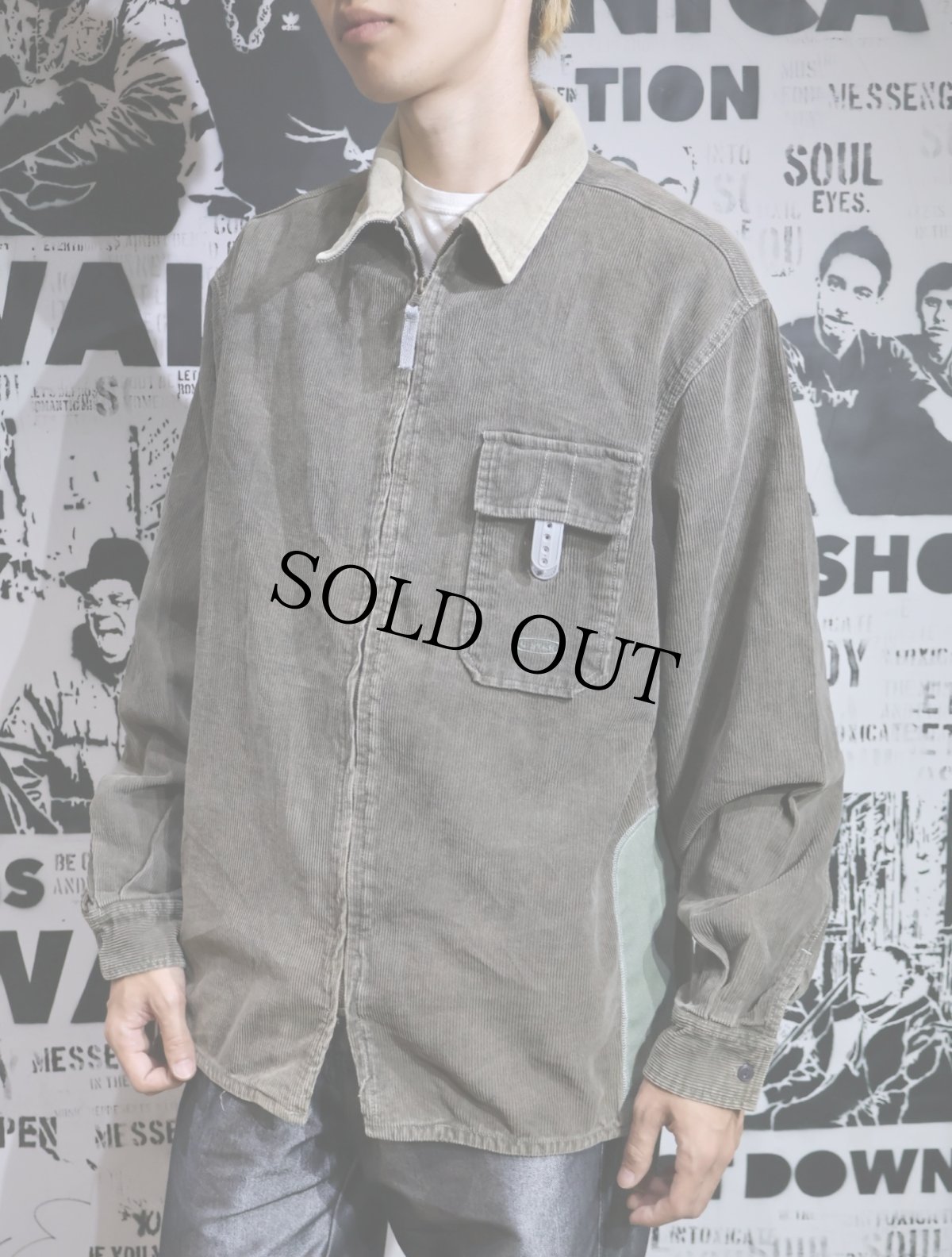 画像1: 90's〜 G-STAR 切り替えデザイン コーデュロイジップシャツ L (1)