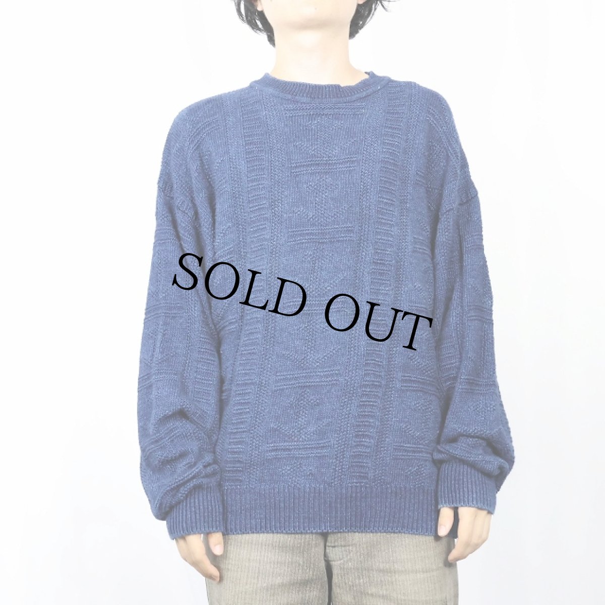 画像2: davison's of BERMUDA インディゴコットンニットセーター NAVY L (2)