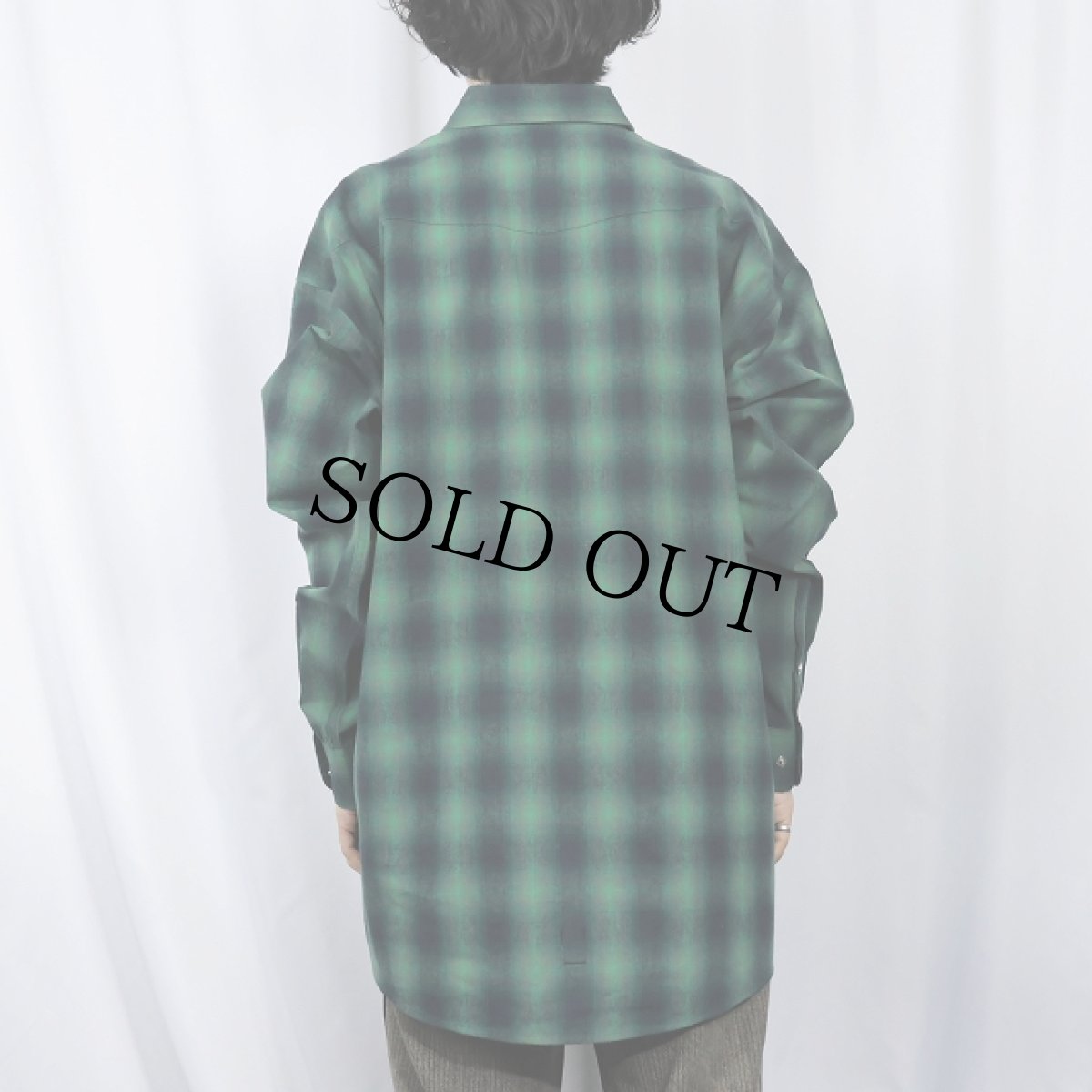 画像3: オンブレーチェック柄 ウエスタンシャツ L (3)