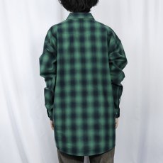 画像3: オンブレーチェック柄 ウエスタンシャツ L (3)