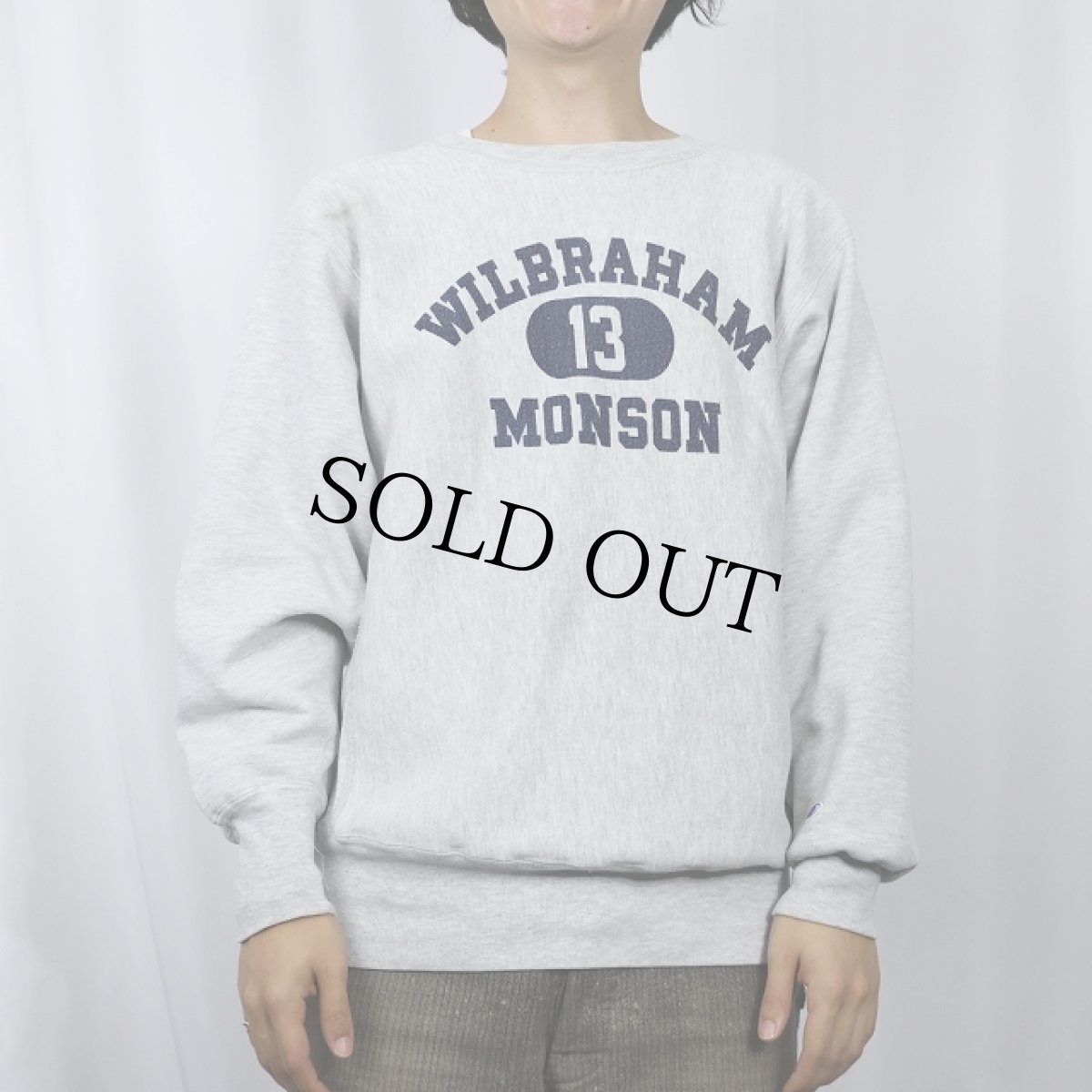 画像2: 90's Champion REVERSE WEAVE USA製 "WILBRAHAM MONSON" プリントスウェット L (2)