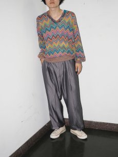 画像1: ストライプ柄 インバーテッドプリーツ シャイニースラックス W37 (1)