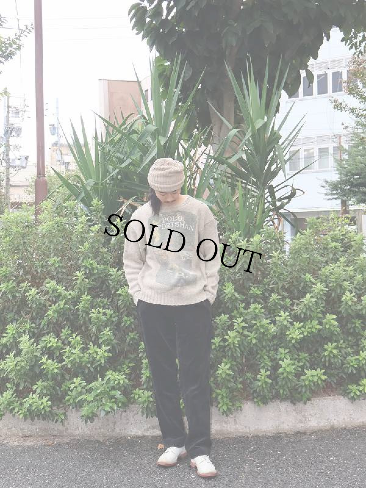 画像2: 80〜90's POLO COUNTRY Ralph Lauren USA製 "POLO SPORTSMAN" プリント ウールニットセーター L (2)