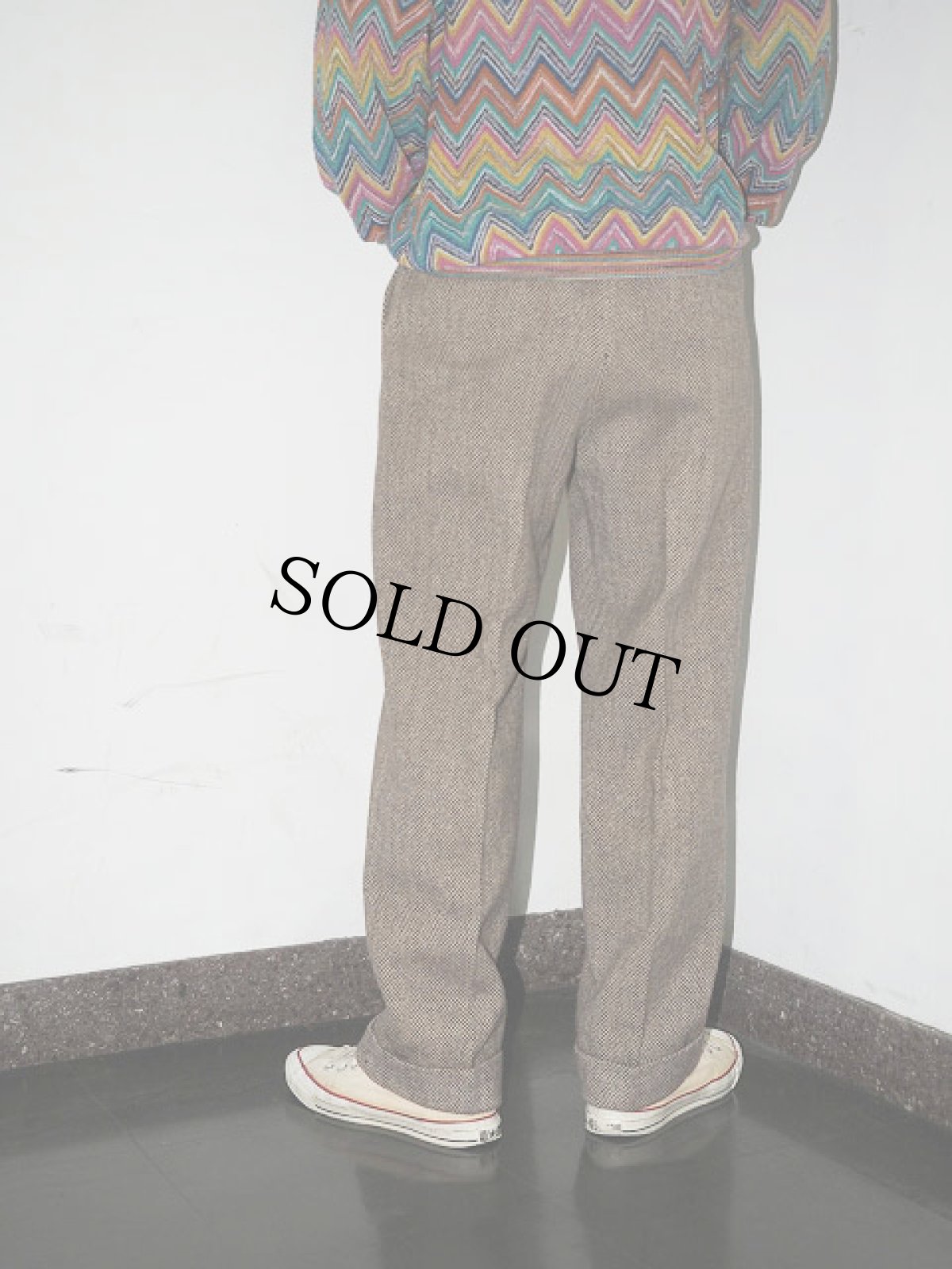 画像2: 60's 柄織り 2タック ウールスラックス W29 (2)