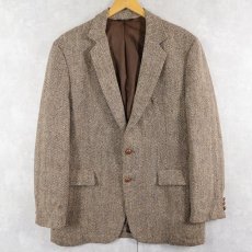 画像1: 80's Harris Tweed USA製 ヘリンボーン織り ウールツイード テーラードジャケット SIZE43R (1)