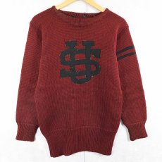 画像1: 50〜60's フェルトワッペン レタードニットセーター (1)