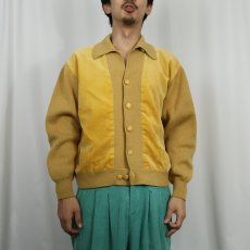 画像4: 60〜70's SAKS FIFTH AVENUE SPAIN製 スエード切り替え ニットカーディガン L (4)