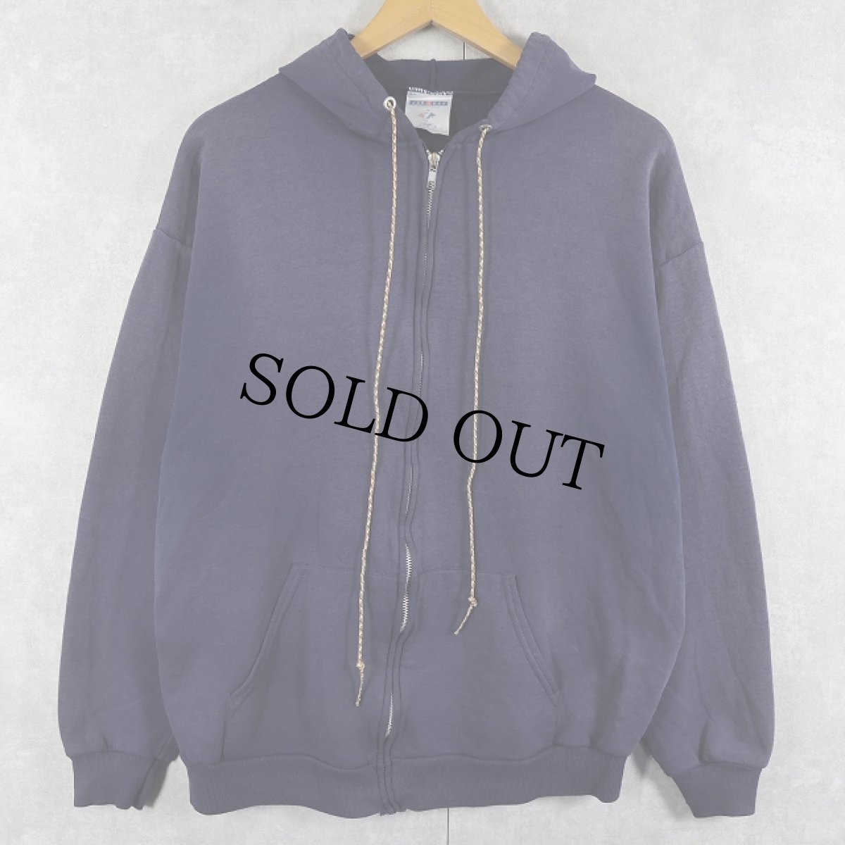 画像1: 90〜2000's JERZEES フェードスウェットジップパーカー NAVY L (1)