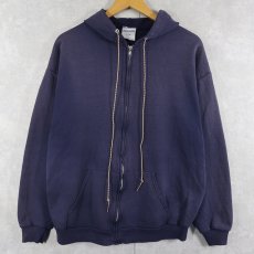 画像1: 90〜2000's JERZEES フェードスウェットジップパーカー NAVY L (1)