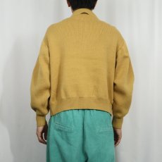 画像5: 60〜70's SAKS FIFTH AVENUE SPAIN製 スエード切り替え ニットカーディガン L (5)