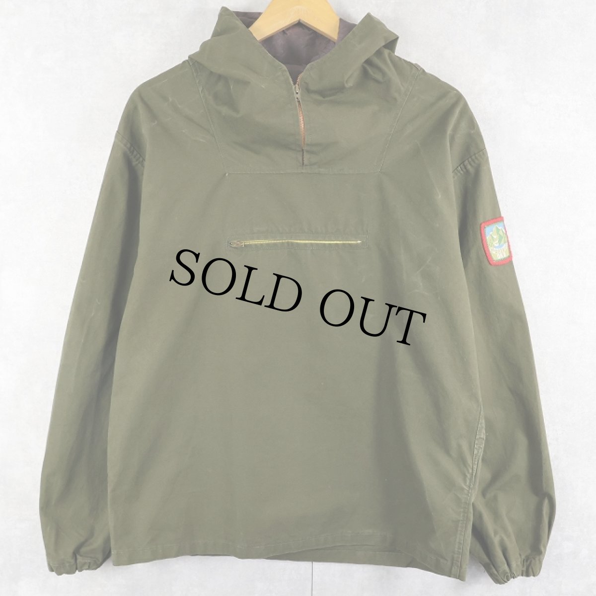 画像1: 60's〜 ワッペン付き ハーフジップ コットンアノラックパーカー (1)