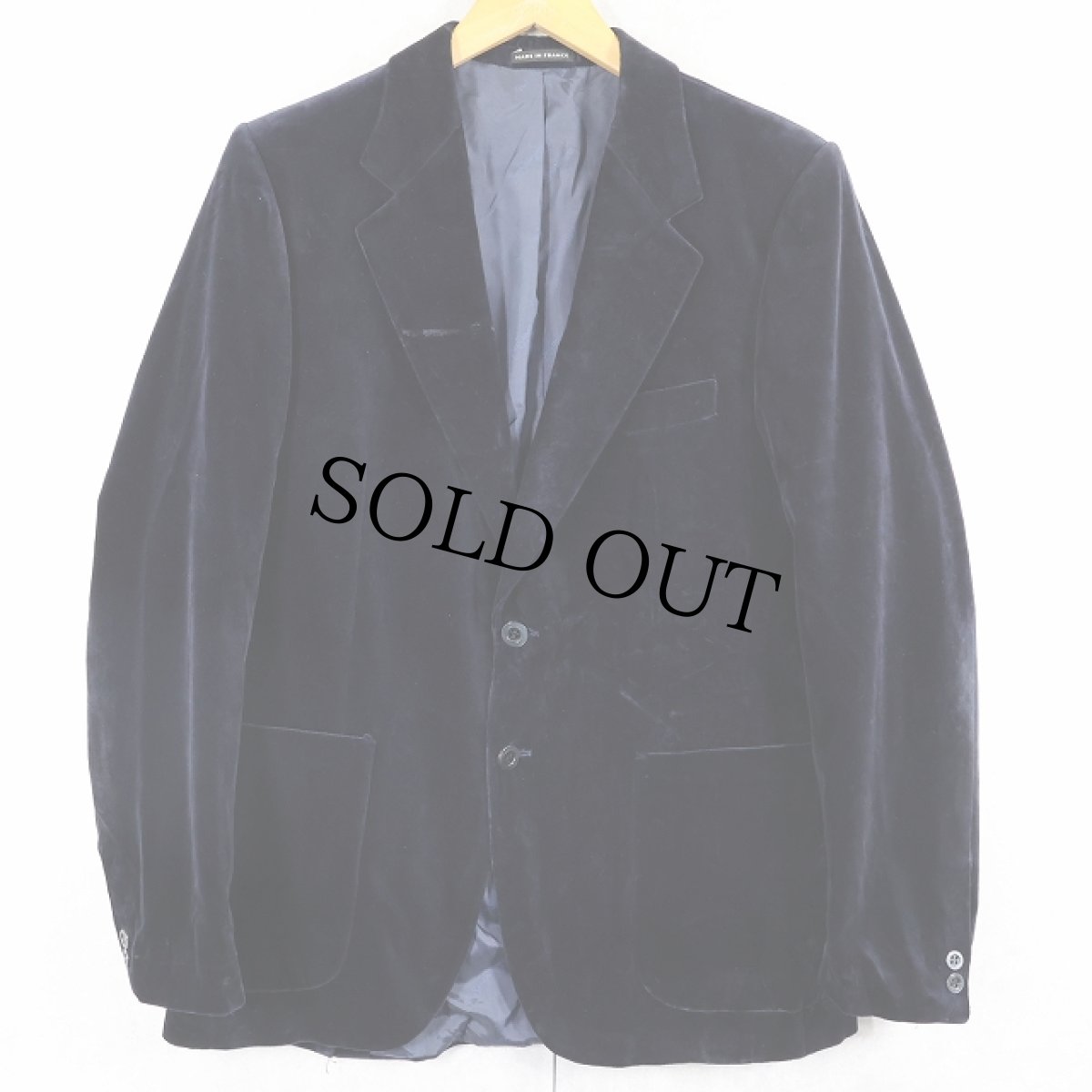 画像1: 70〜80's YVES SAINT LAURENT FRANCE製 ベルベットテーラードジャケット NAVY (1)