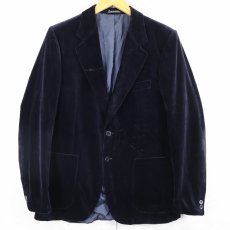 画像1: 70〜80's YVES SAINT LAURENT FRANCE製 ベルベットテーラードジャケット NAVY (1)