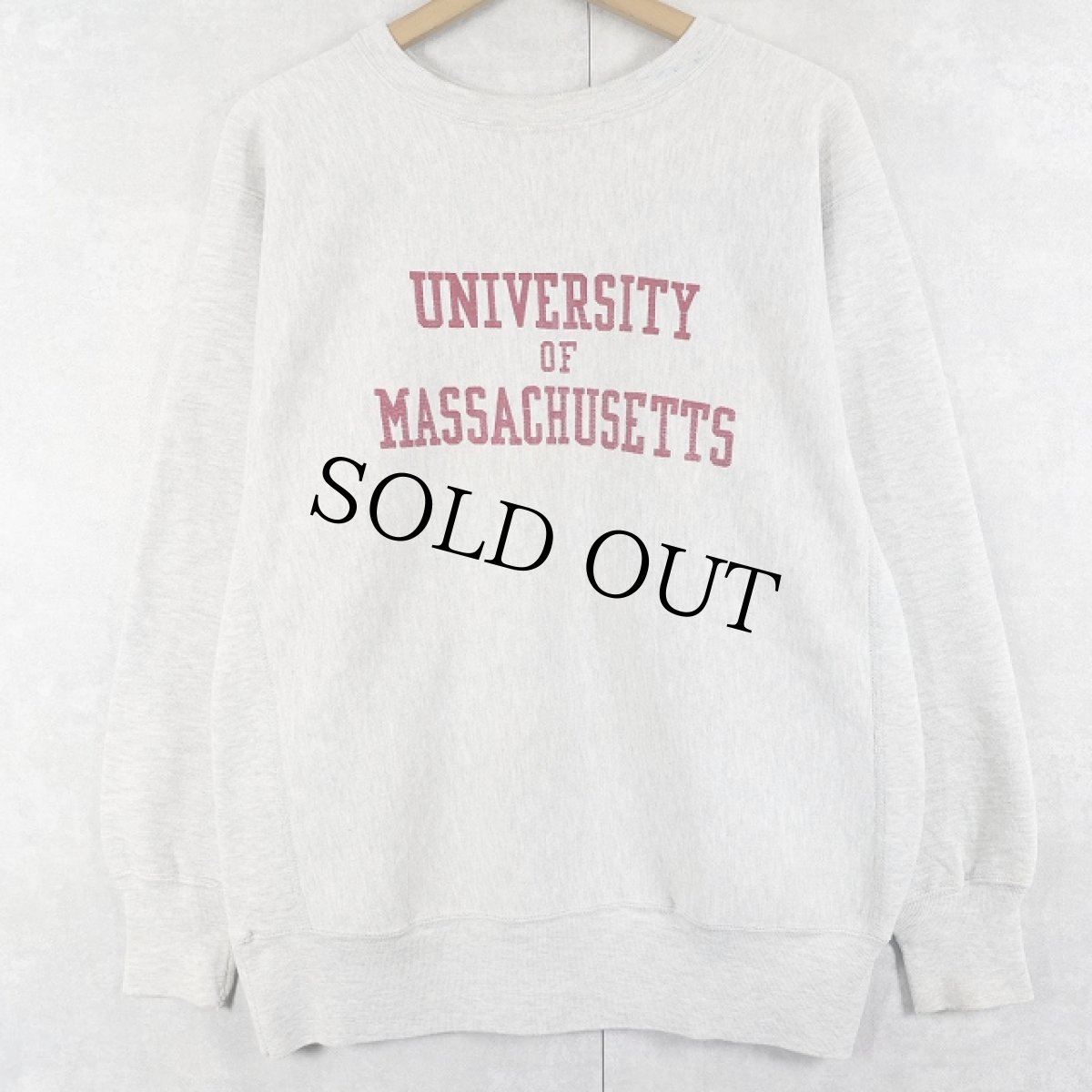 画像1: 90's Champion REVERSE WEAVE USA製 "UNIVERSITY OF MASSACHUSETTS" プリントスウェット L (1)
