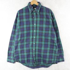 画像1: 80〜90's L.L.Bean USA製 ブラックウォッチチェック柄 ライトネルシャツ L (1)