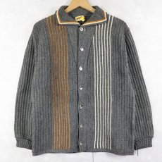 画像1: 60's〜 Puritan ストライプ柄 ウールニットカーディガン SIZE40 (1)