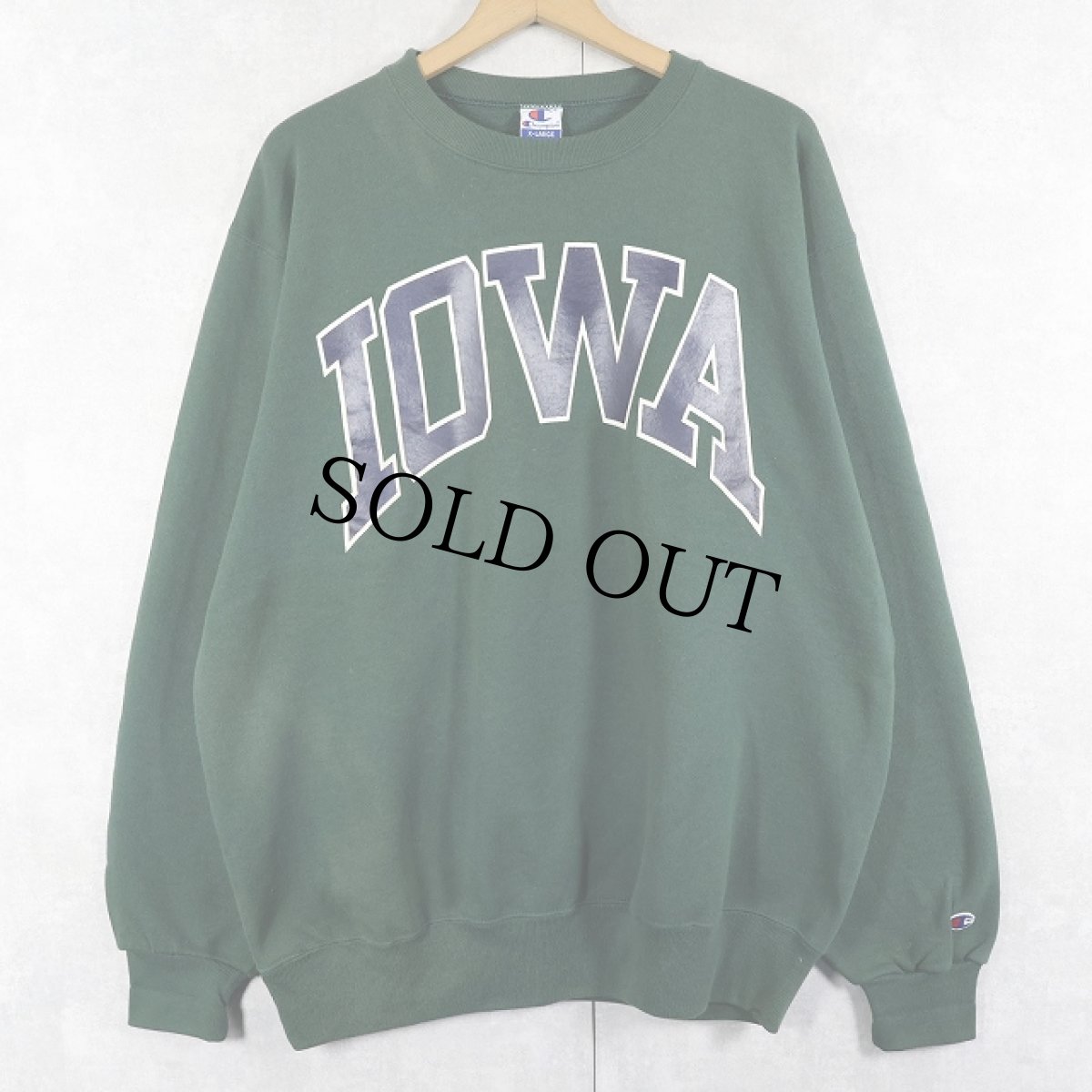 画像1: 90's Champion 青刺繍タグ後期 USA製 "IOWA" プリントスウェット XL (1)