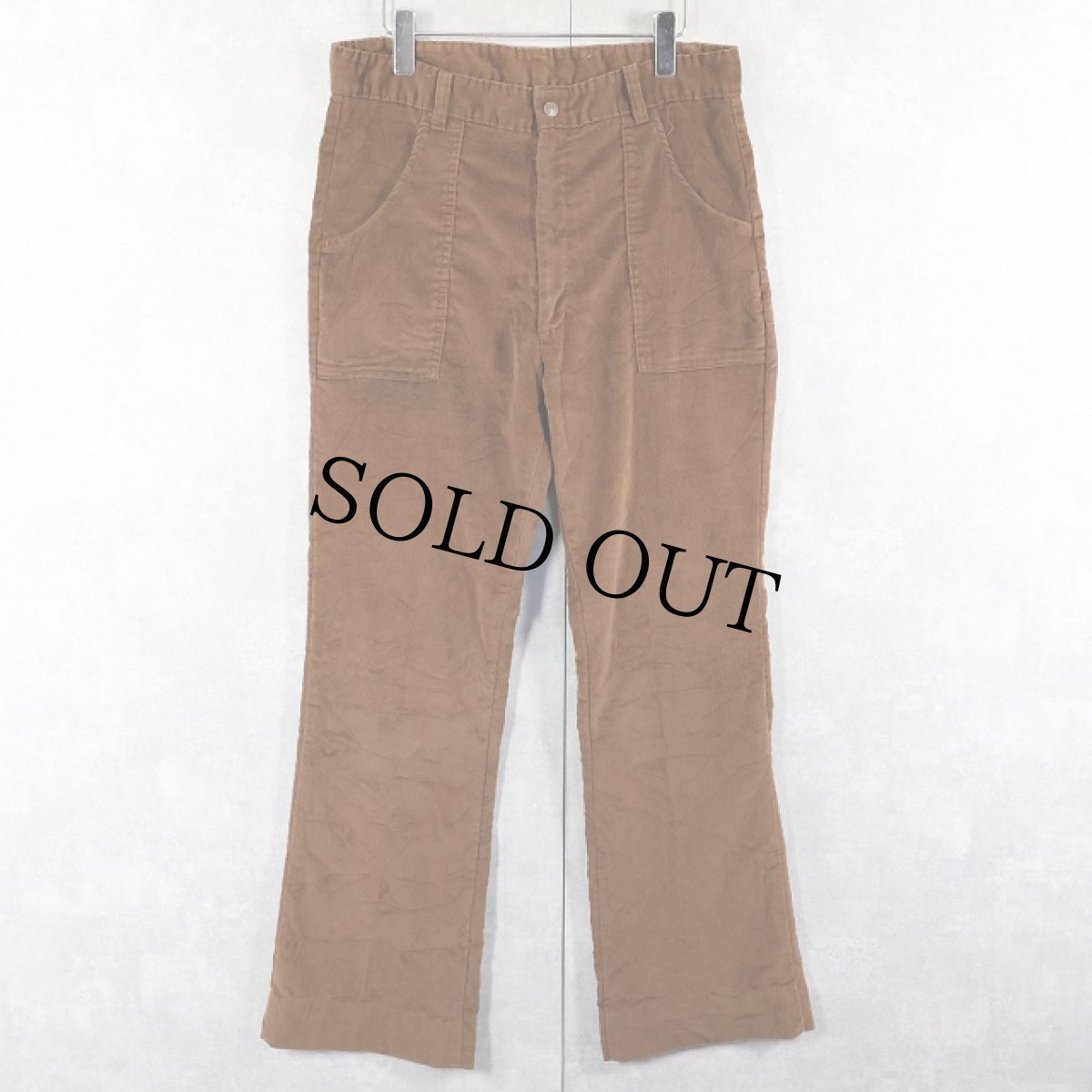 画像3: 70's PUT-ON SHOP by Sears ベロアフレアパンツ W33 (3)