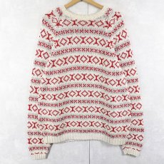 画像1: 90's J.CREW ノルディック柄 コットンニットセーター L (1)