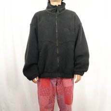 画像2: 90's Eddie Bauer EBTEK USA製 ロゴ刺繍 フリースジャケット BLACK L (2)