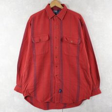 画像1: 90's POLO Ralph Lauren CANADA製 ストライプ柄 ヘビーネルシャツ M (1)
