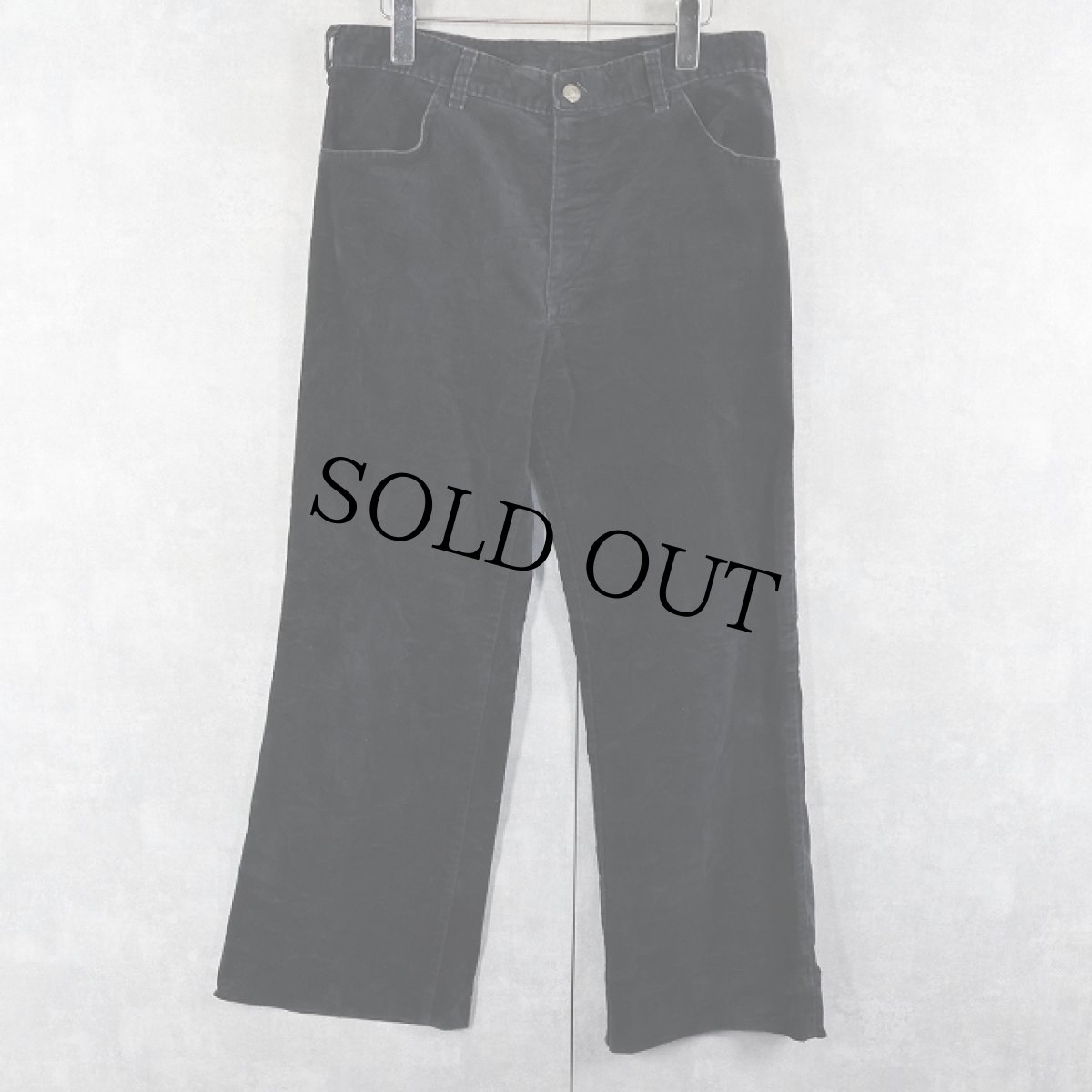 画像2: 〜80's Lee USA製 ブーツカットベロアパンツ NAVY W32 (2)