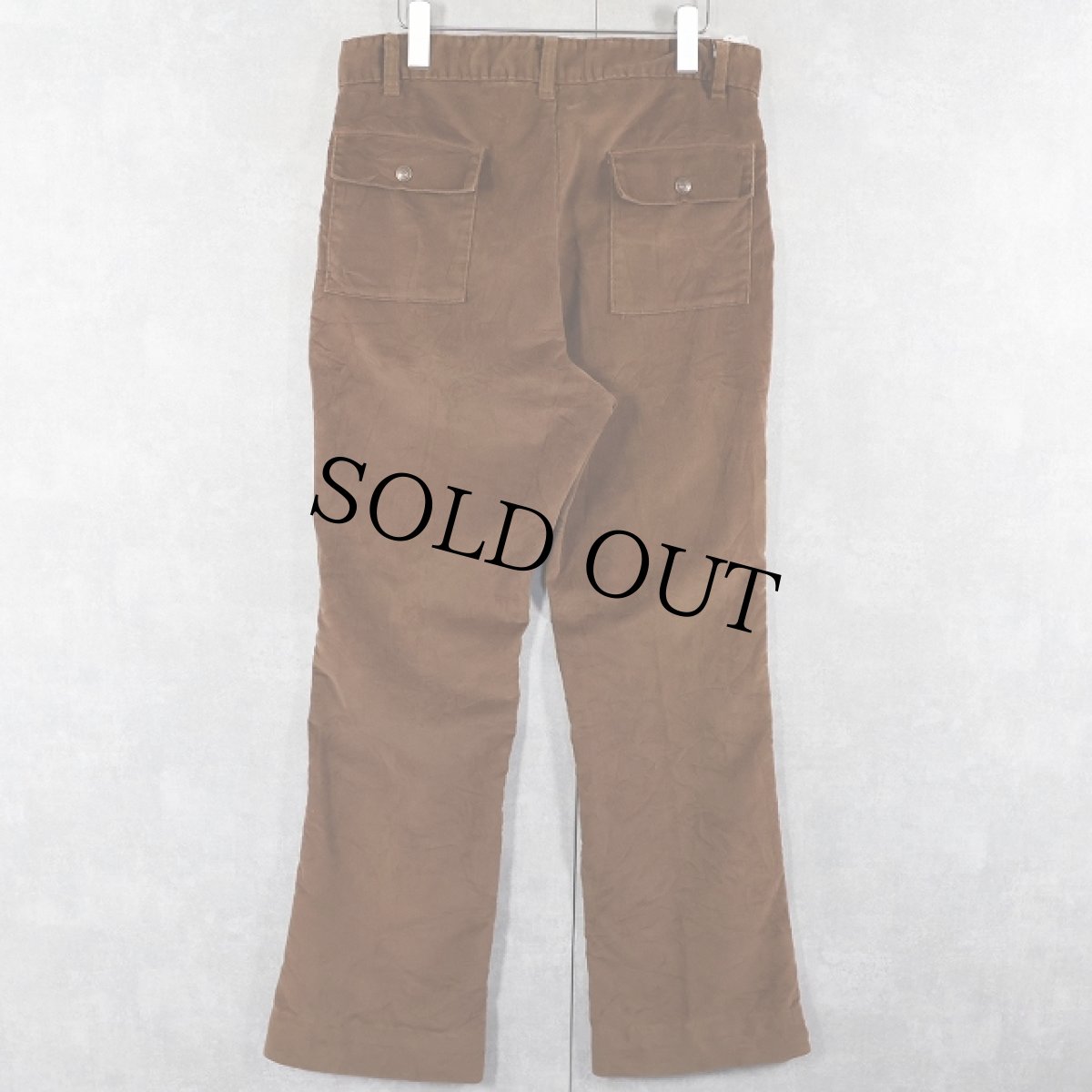 画像4: 70's PUT-ON SHOP by Sears ベロアフレアパンツ W33 (4)