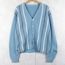 画像1: 70's〜 マルチストライプ柄 アクリルニットカーディガン (1)