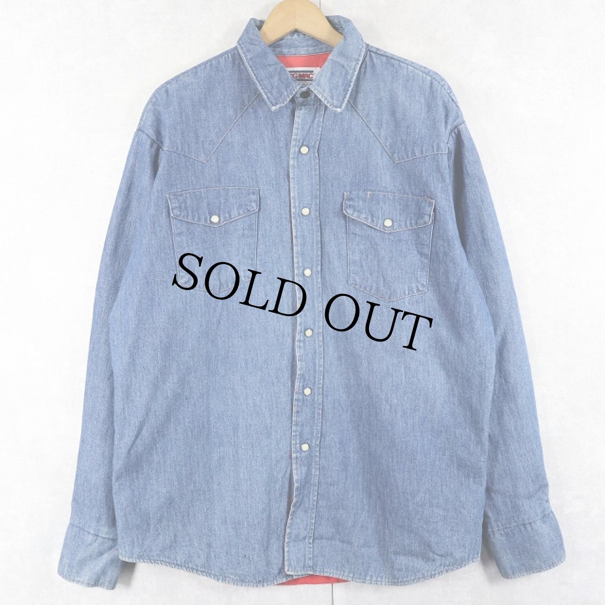 画像1: 80's BIGMAC USA製 キルティングライナー ウエスタンデニムシャツ L (1)