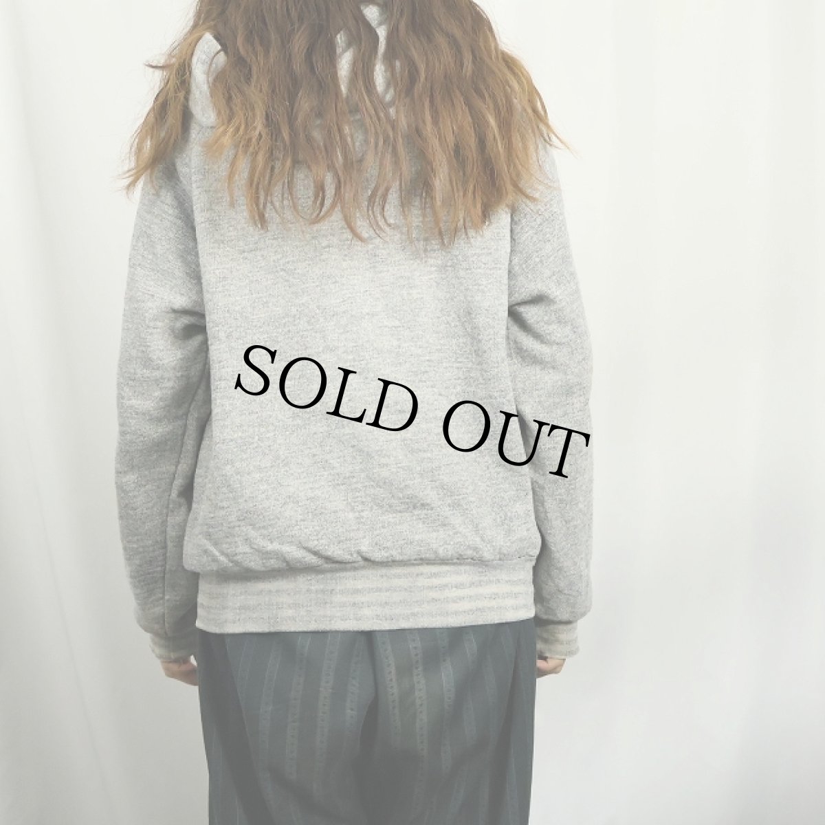 画像3: 80's BIG YANK 裏サーマル リブボーダー スウェットジップパーカー (3)